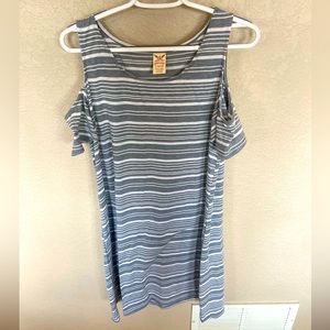 Grey Striped Midlength Dress